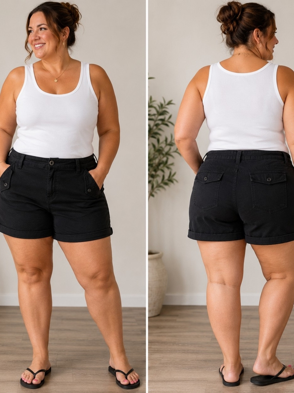 Torrid Black Cuffed Utility Shorts Size 22